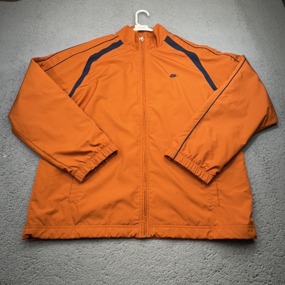 Nike Track Jacket Mens XL Orange Full Zip Swoosh Sportswear Gorpcore Athleisure